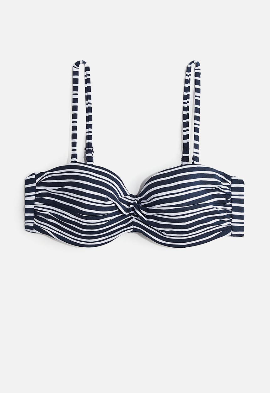 H&M - Balconette bikini top - navy blue striped