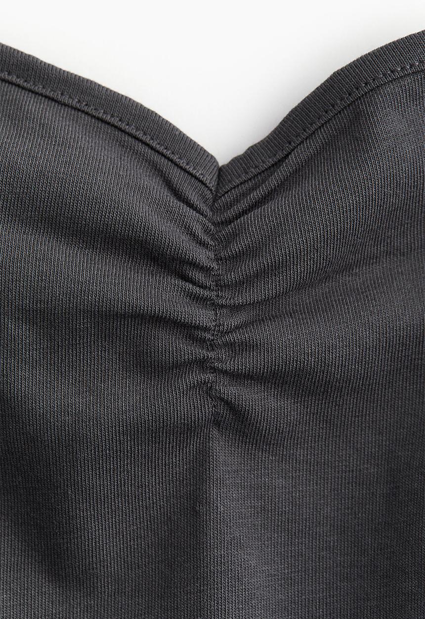 H&M - Cropped strappy top - dark grey
