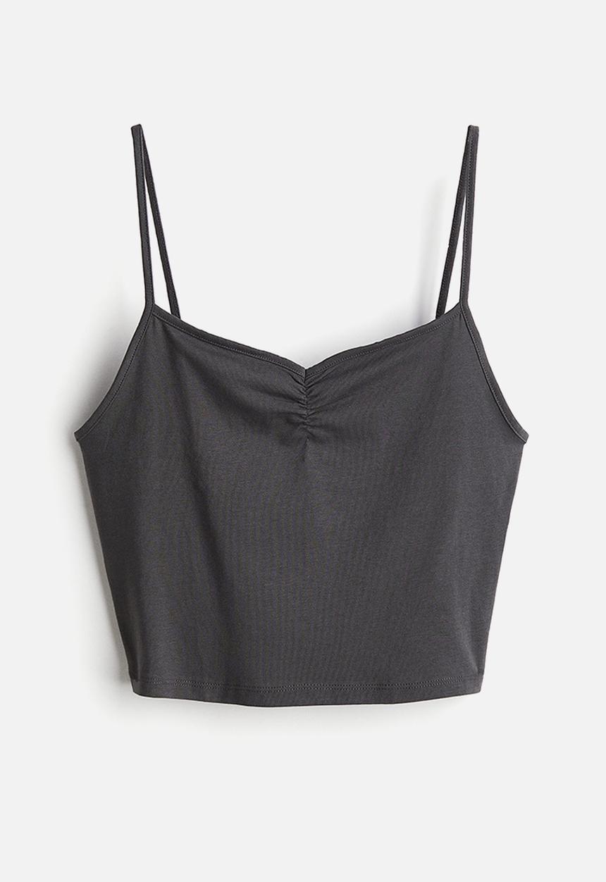 H&M - Cropped strappy top - dark grey