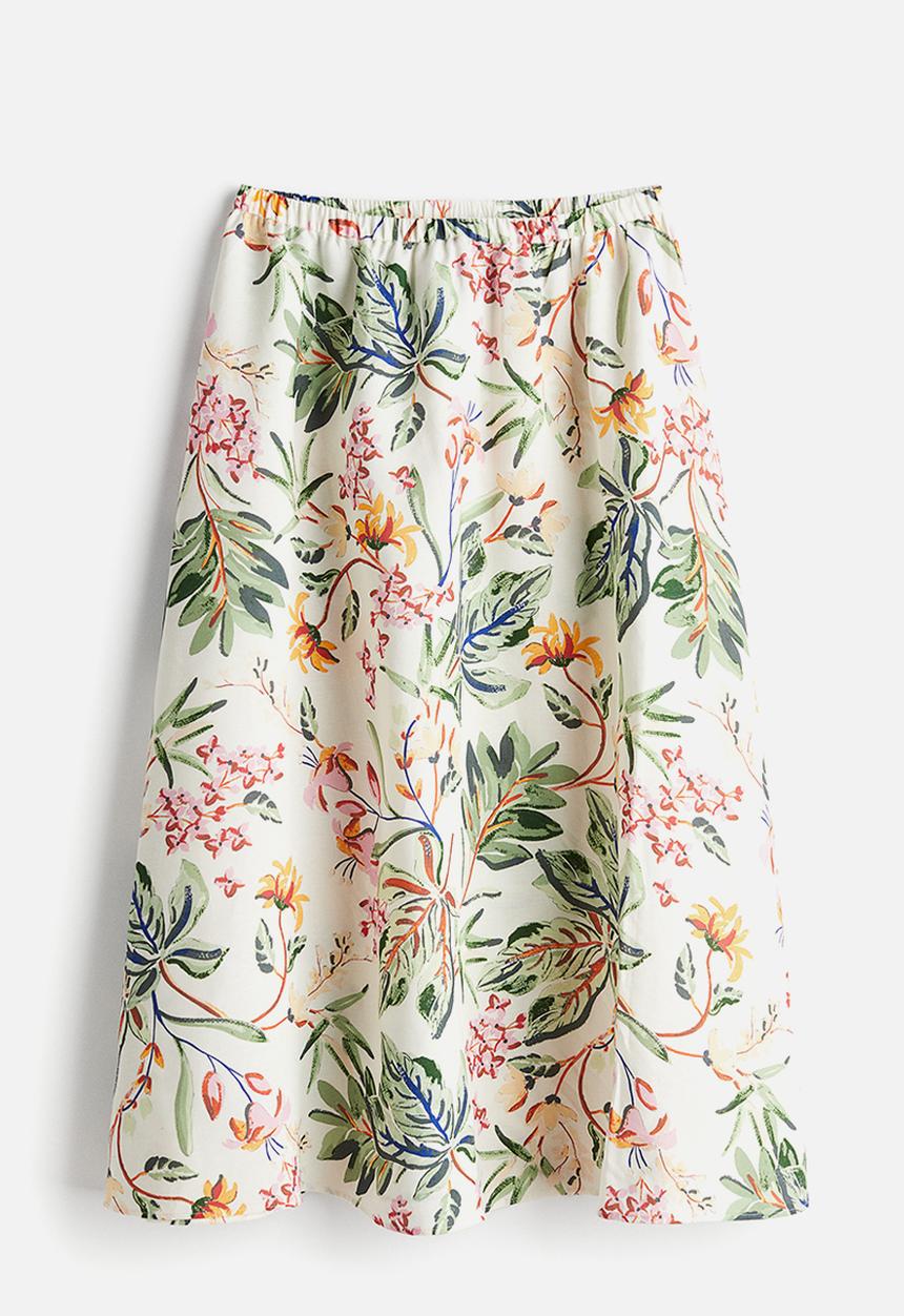 H&M - Midi skirt - cream floral