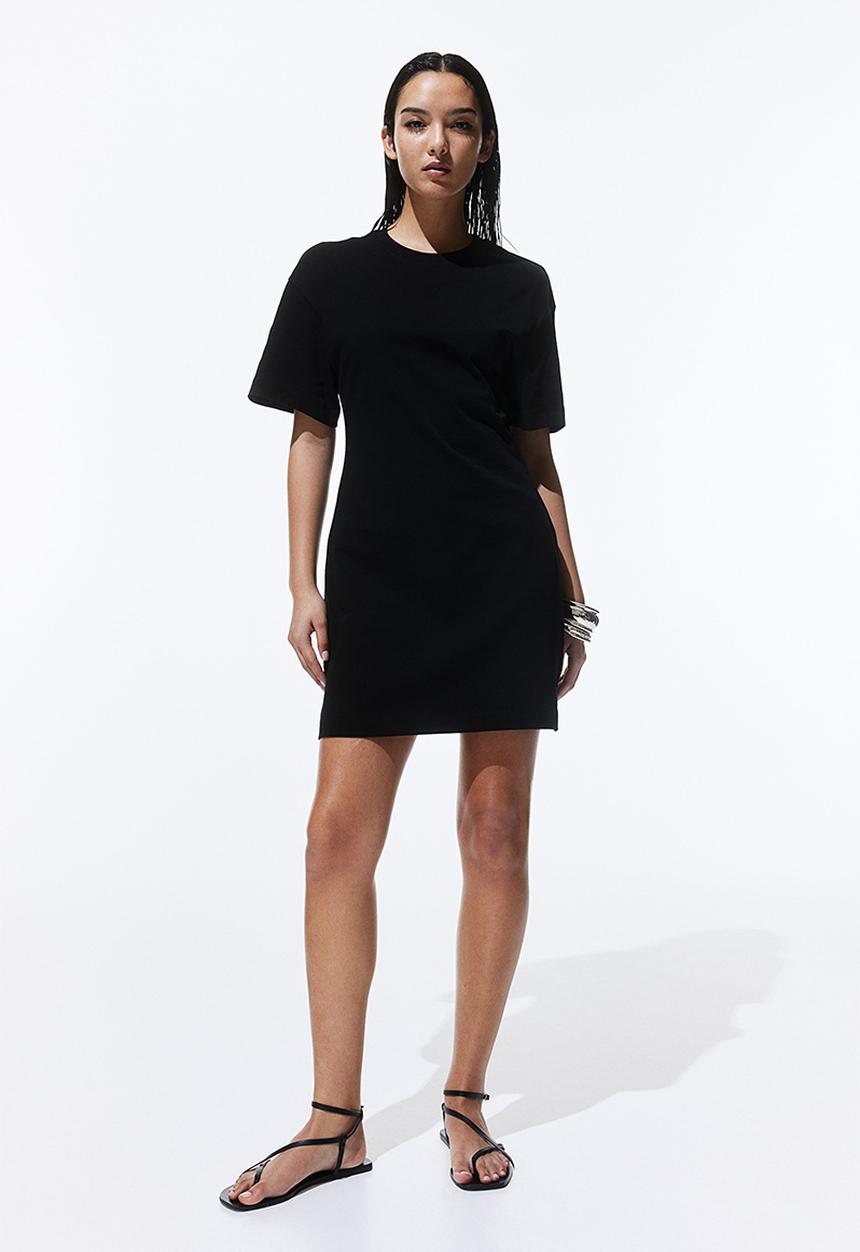 H&M - Waisted t-shirt dress - black