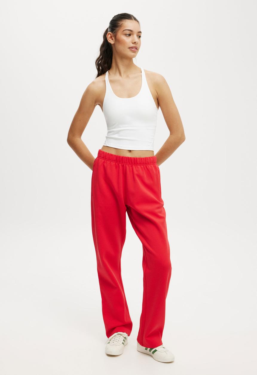 Cotton On - Summer Fleece Straight Leg Pant - Crimson Red