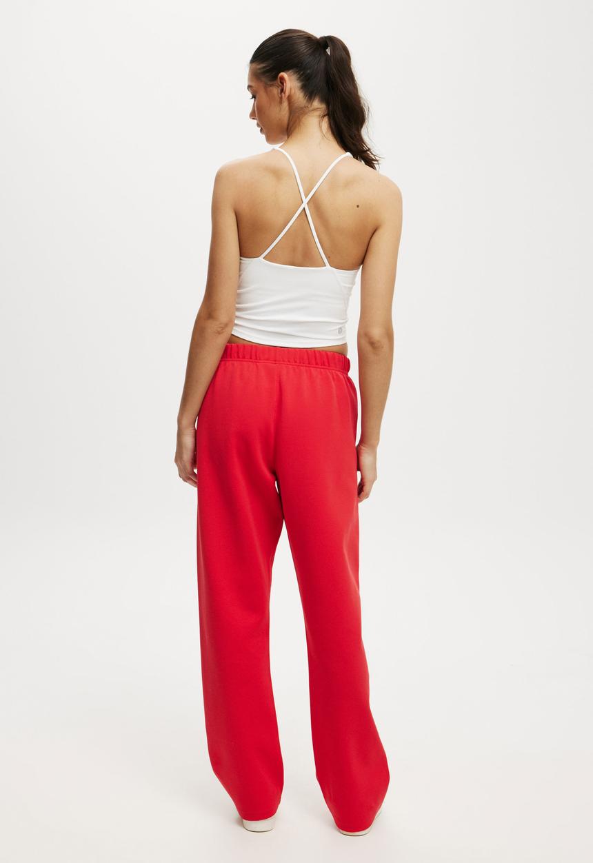 Cotton On - Summer Fleece Straight Leg Pant - Crimson Red