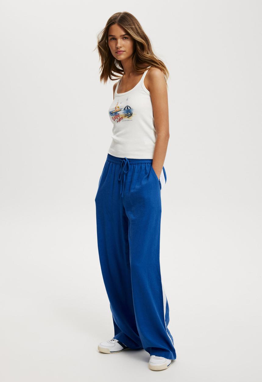 Cotton On - Scoop Neck Graphic Cami - Sailing Capri/Vintage White
