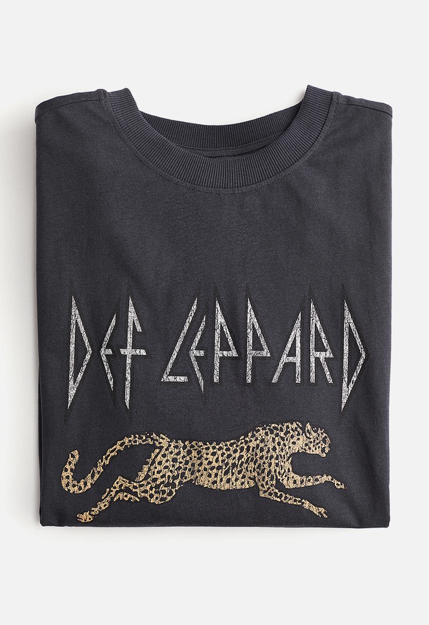 H&M - Long printed T-shirt - dark grey def leppard