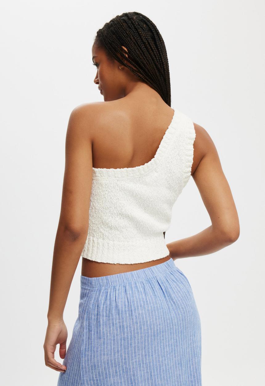 Cotton On - Slub One Shoulder - Ecru
