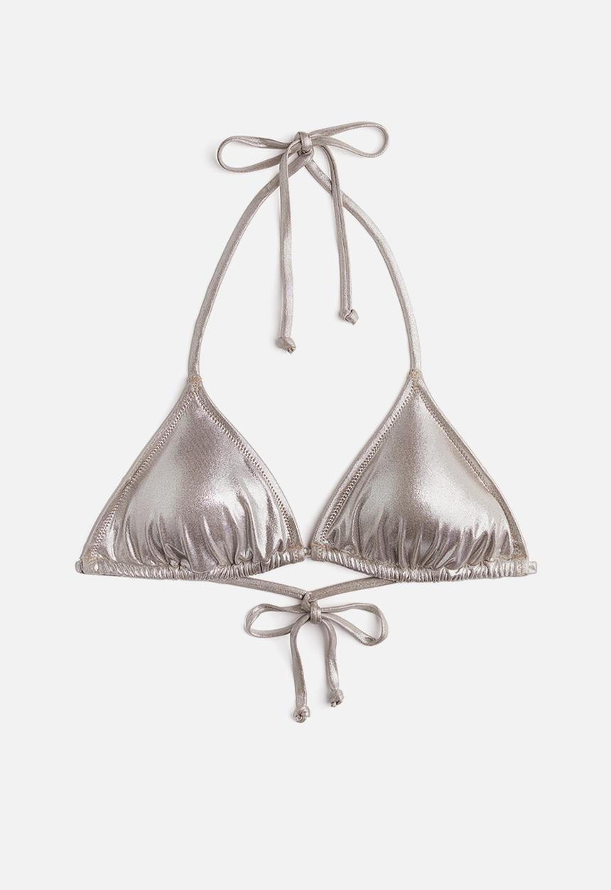 H&M - Padded triangle bikini top - beige & silver