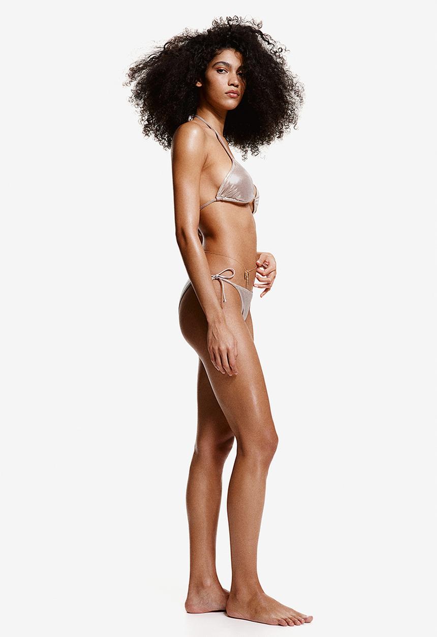 H&M - Padded triangle bikini top - beige & silver