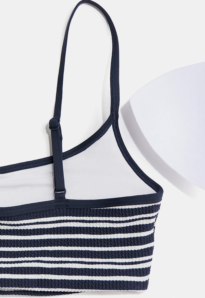 H&M - Padded bikini top - navy blue striped