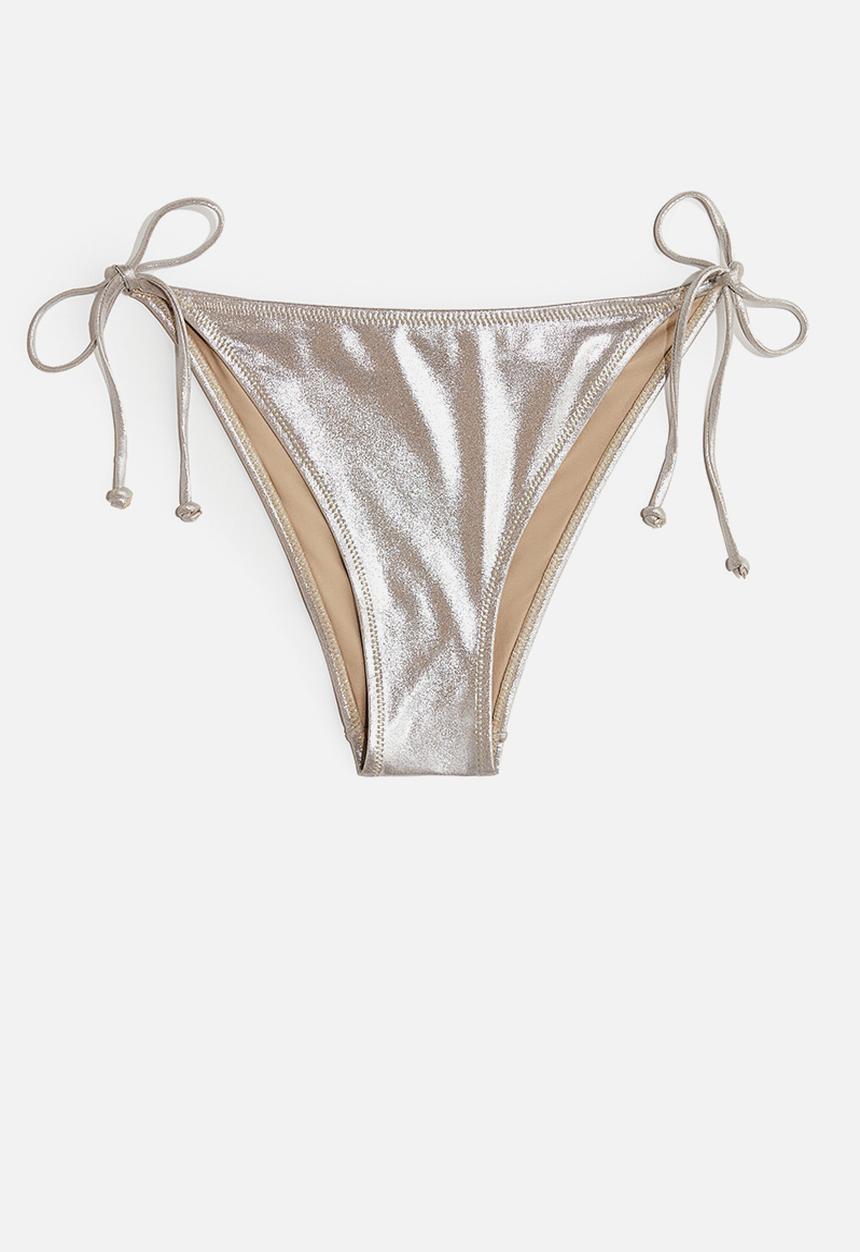 H&M - Tie tanga bikini bottoms - beige & silver 