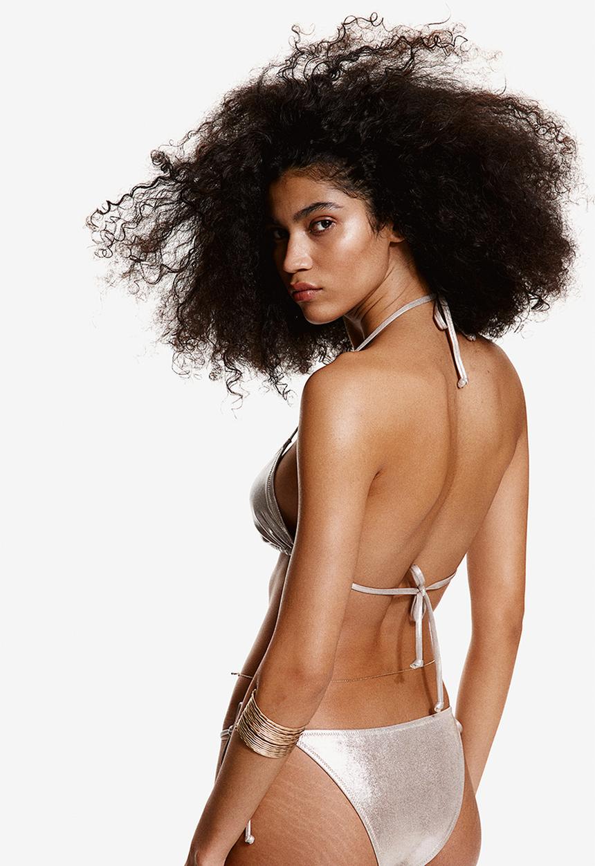 H&M - Tie tanga bikini bottoms - beige & silver 