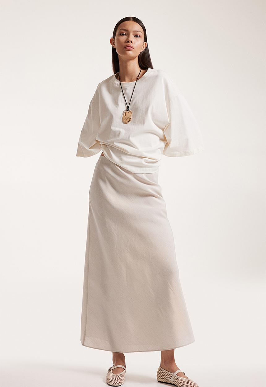 H&M - Maxi skirt - light beige