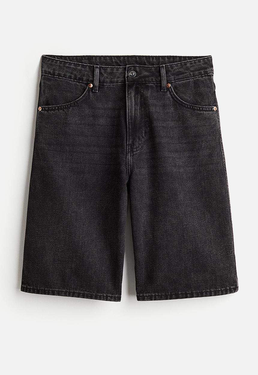 H&M - Bermuda low denim shorts - black