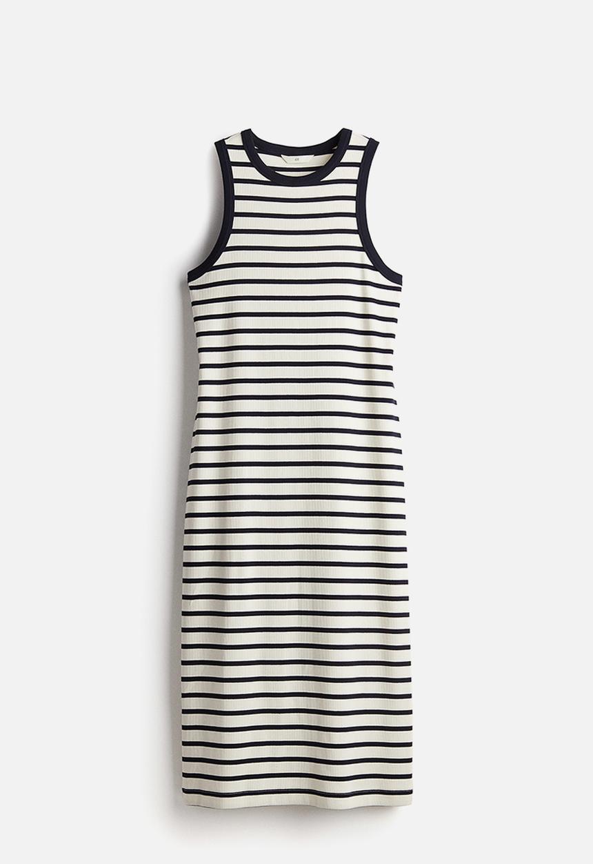 H&M - Ribbed midi dress - white