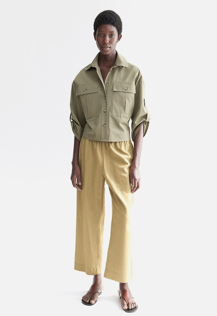 H&M - Ankle-length linen trousers - khaki green