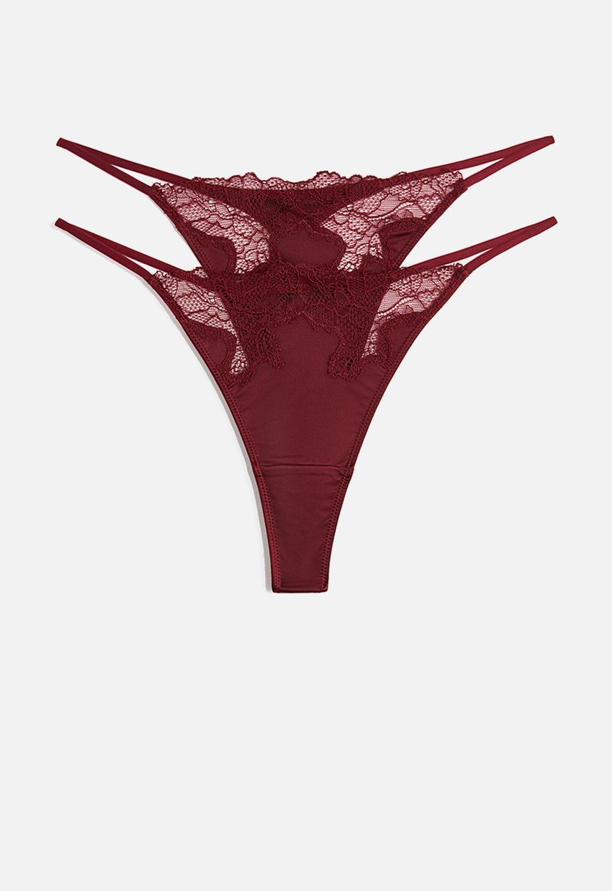 H&M - 2-Pack microfibre tanga thong briefs - red