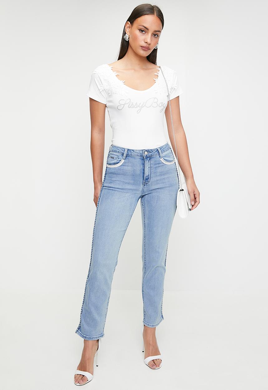 SISSY BOY - Midday: Bling Logo Top With Lace - White