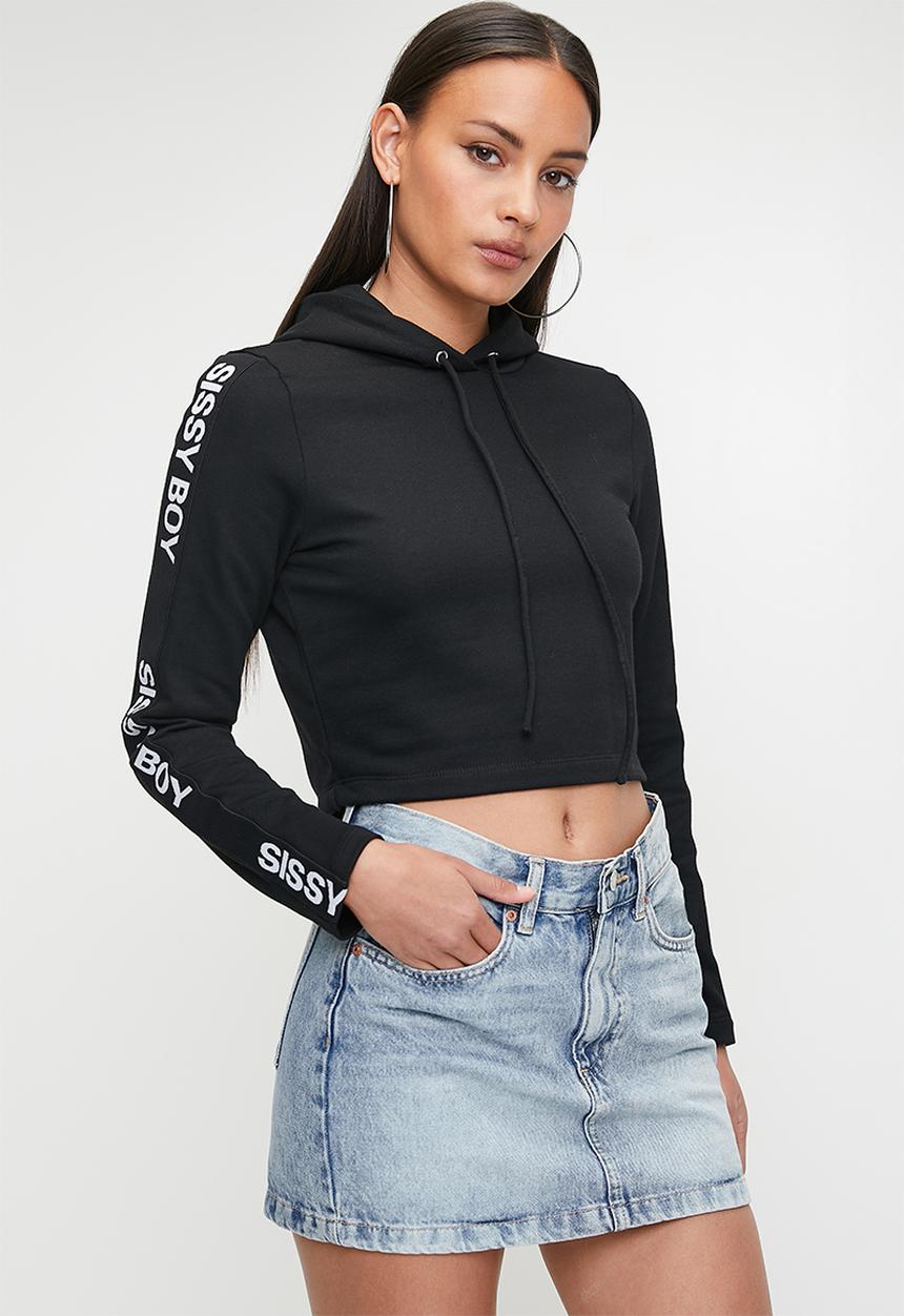 SISSY BOY - Growl Power: Basic Hoodie With Branded Tape - Black