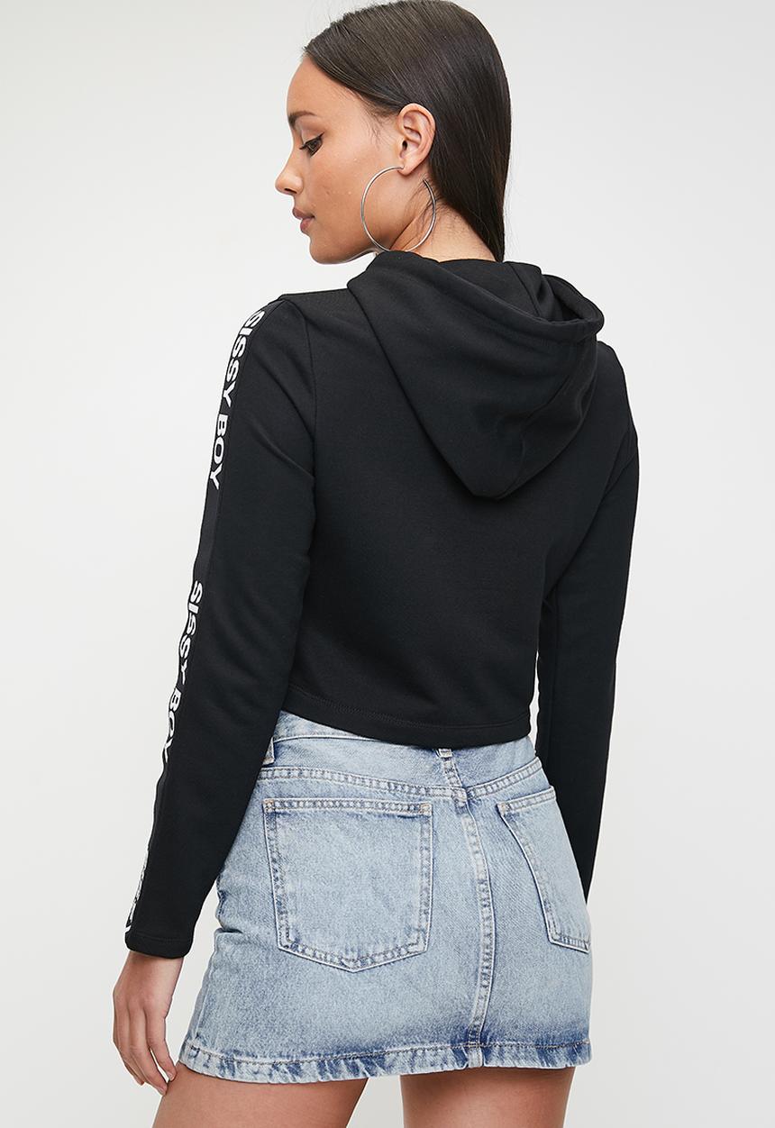 SISSY BOY - Growl Power: Basic Hoodie With Branded Tape - Black