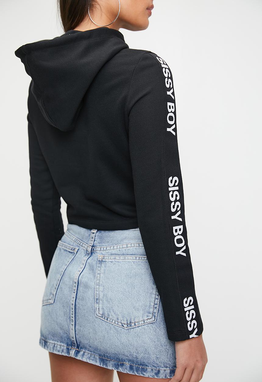 SISSY BOY - Growl Power: Basic Hoodie With Branded Tape - Black