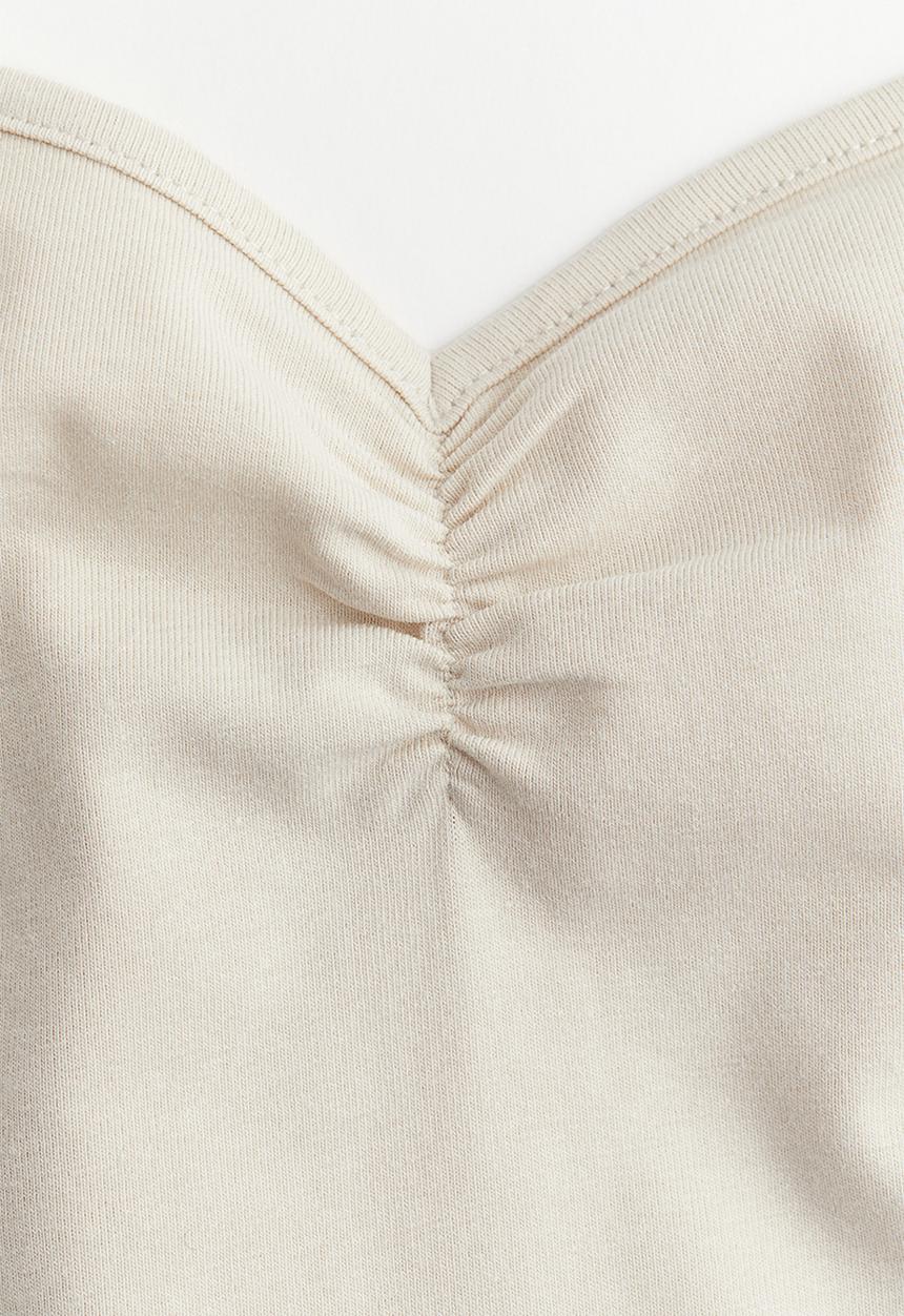 H&M - Cropped strappy top - light beige