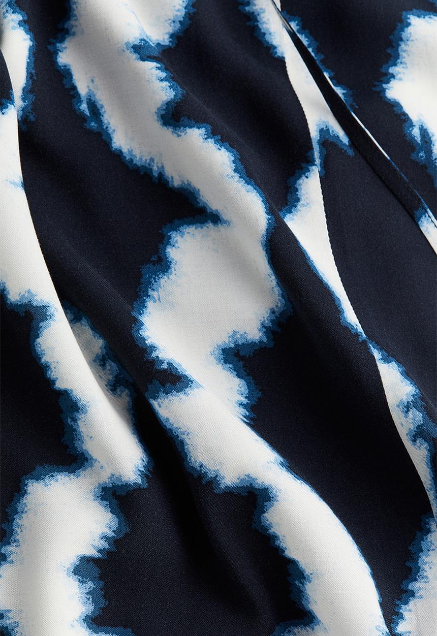 H&M - Tie-detail dress - navy blue patterned 