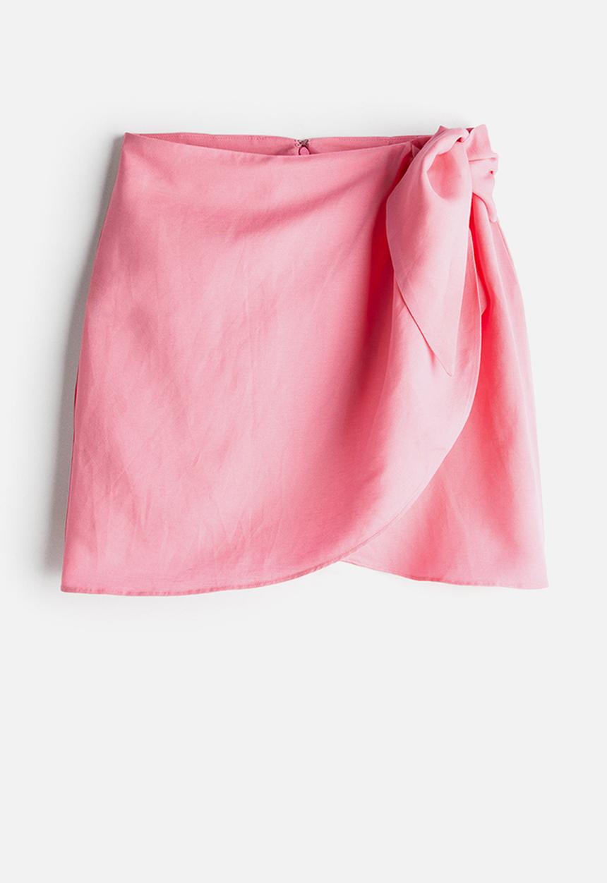 H&M - Linen-blend wrap mini skirt - pink