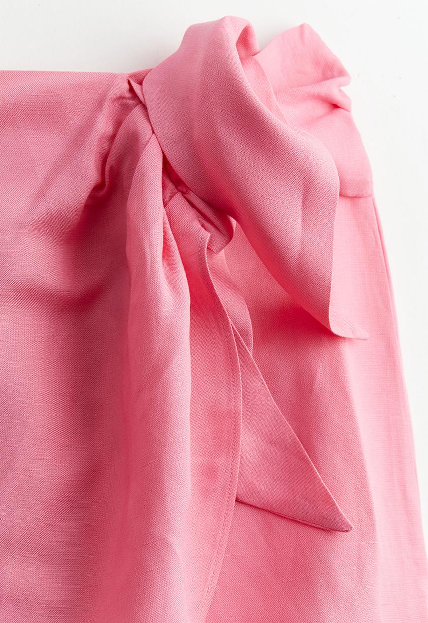 H&M - Linen-blend wrap mini skirt - pink