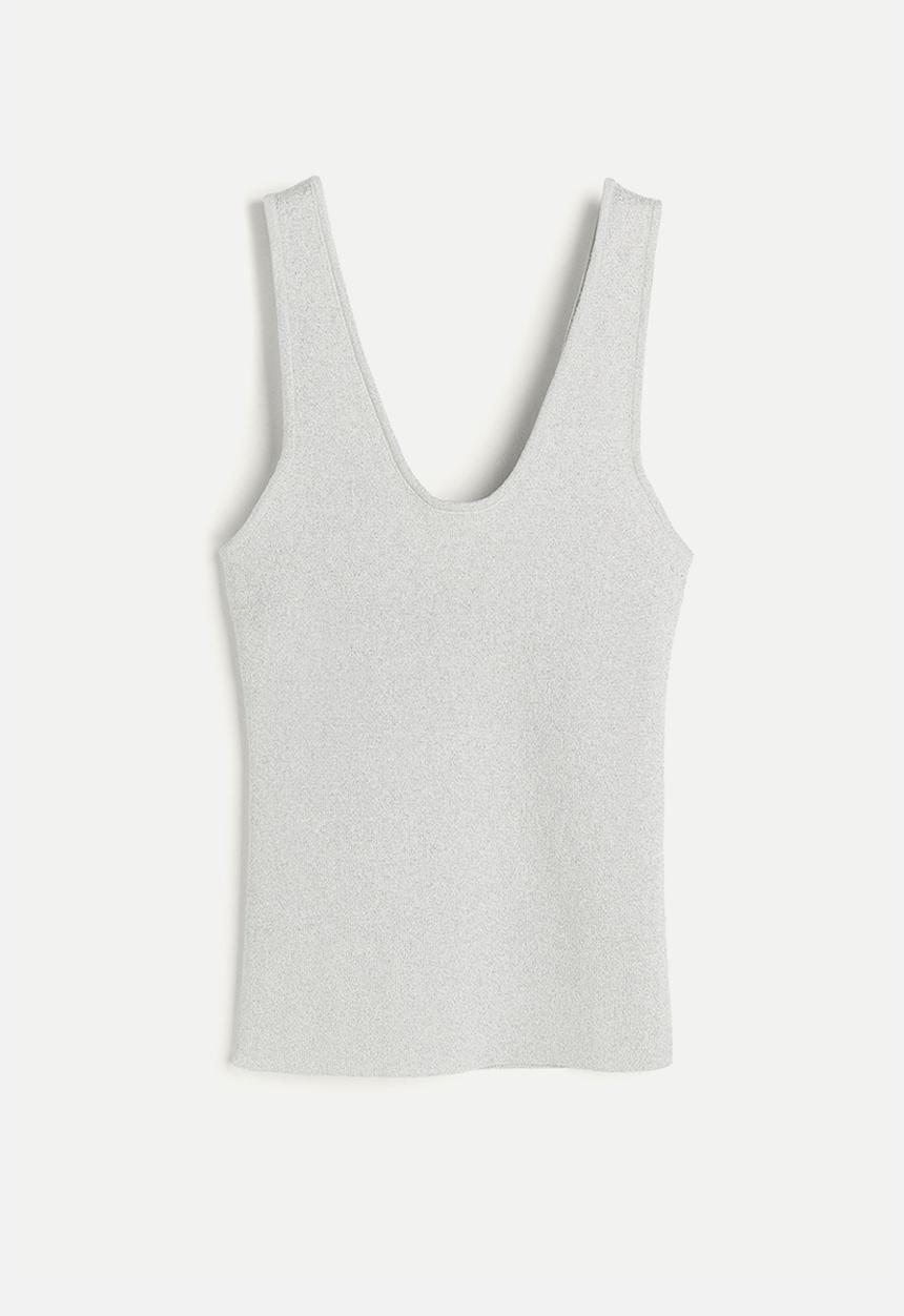 H&M - Knitted vest top - light grey glittery