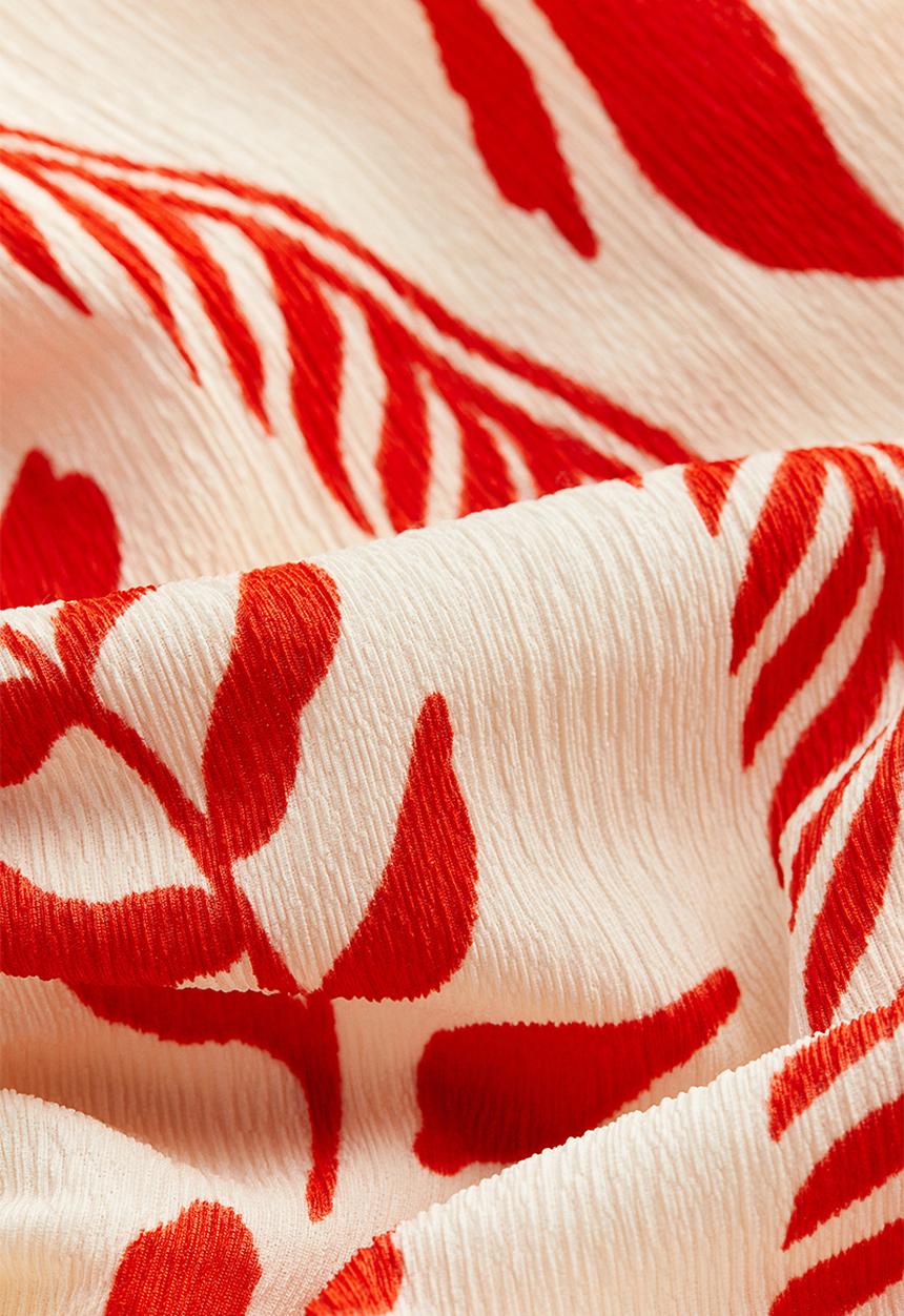 H&M - Draped strappy top - cream red patterned 