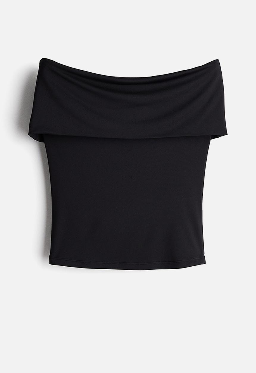 H&M - Off-the-shoulder jersey top - black