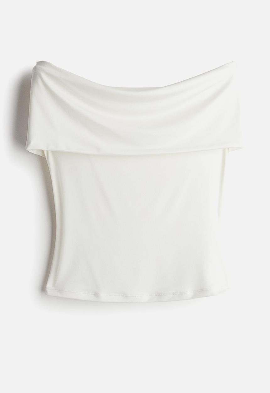 H&M - Off-the-shoulder jersey top - white