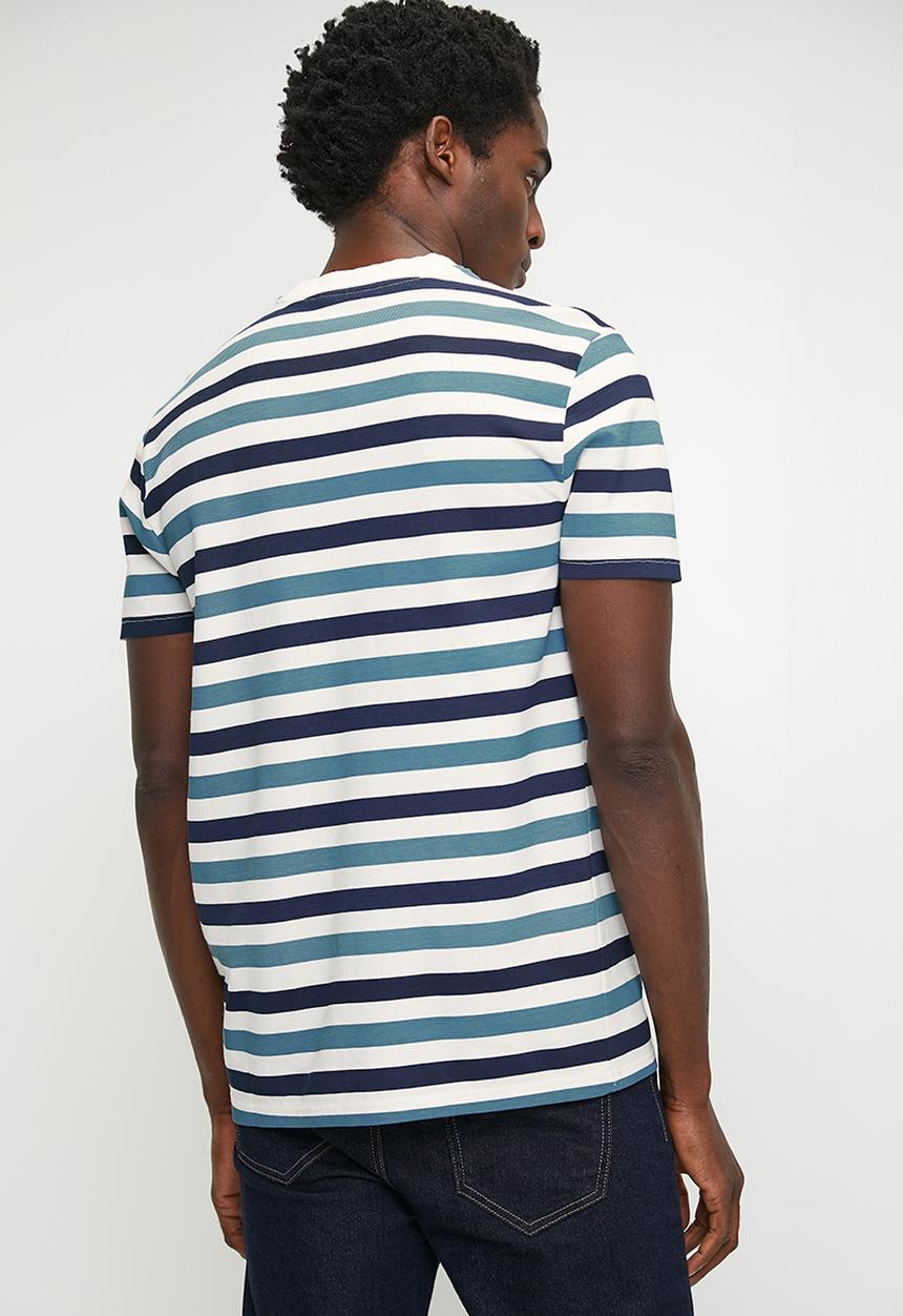 POLO - Lizwe Pjc Overdyed Stripe Pique Short sleeve Tee - Blue