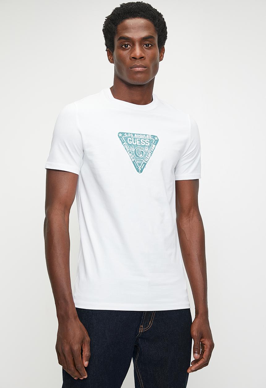 GUESS - Short sleeve cn small triangle logo tee - pure white