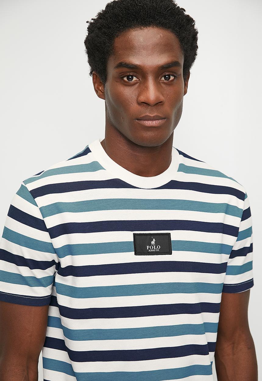 POLO - Lizwe Pjc Overdyed Stripe Pique Short sleeve Tee - Blue