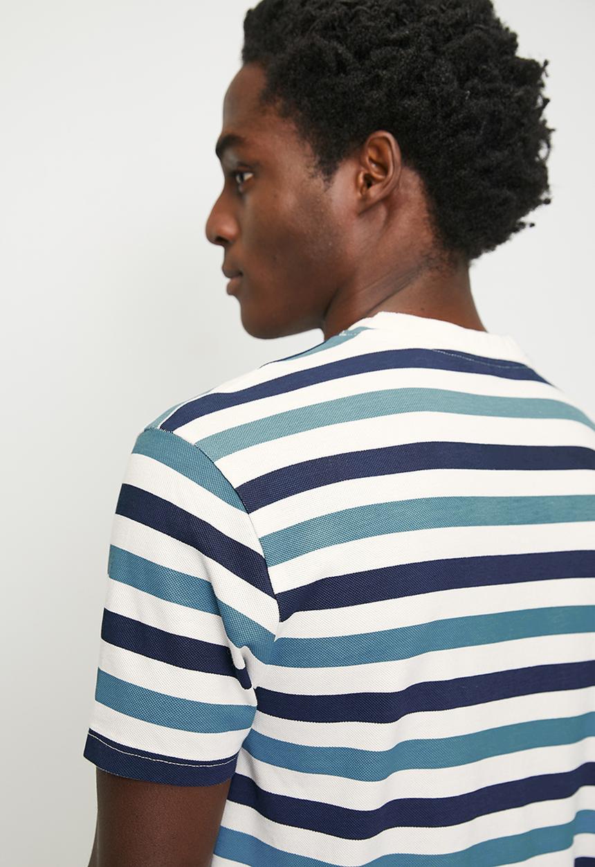 POLO - Lizwe Pjc Overdyed Stripe Pique Short sleeve Tee - Blue