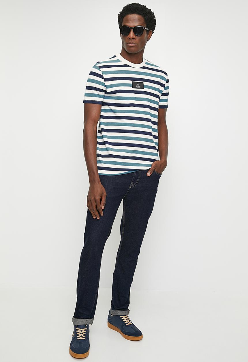 POLO - Lizwe Pjc Overdyed Stripe Pique Short sleeve Tee - Blue