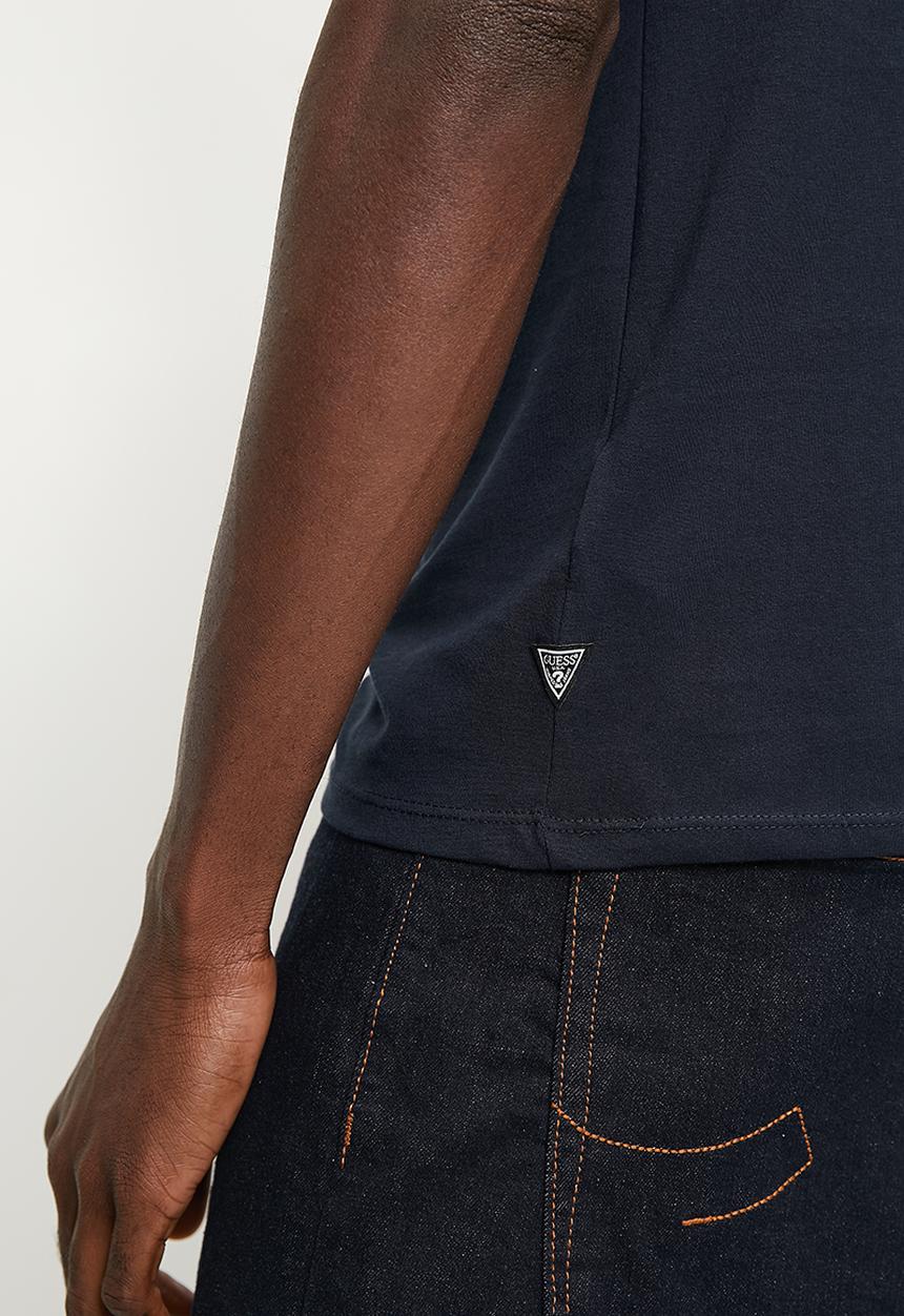 GUESS - Short sleeve  bsc patchwork embo logo tee - smart blue