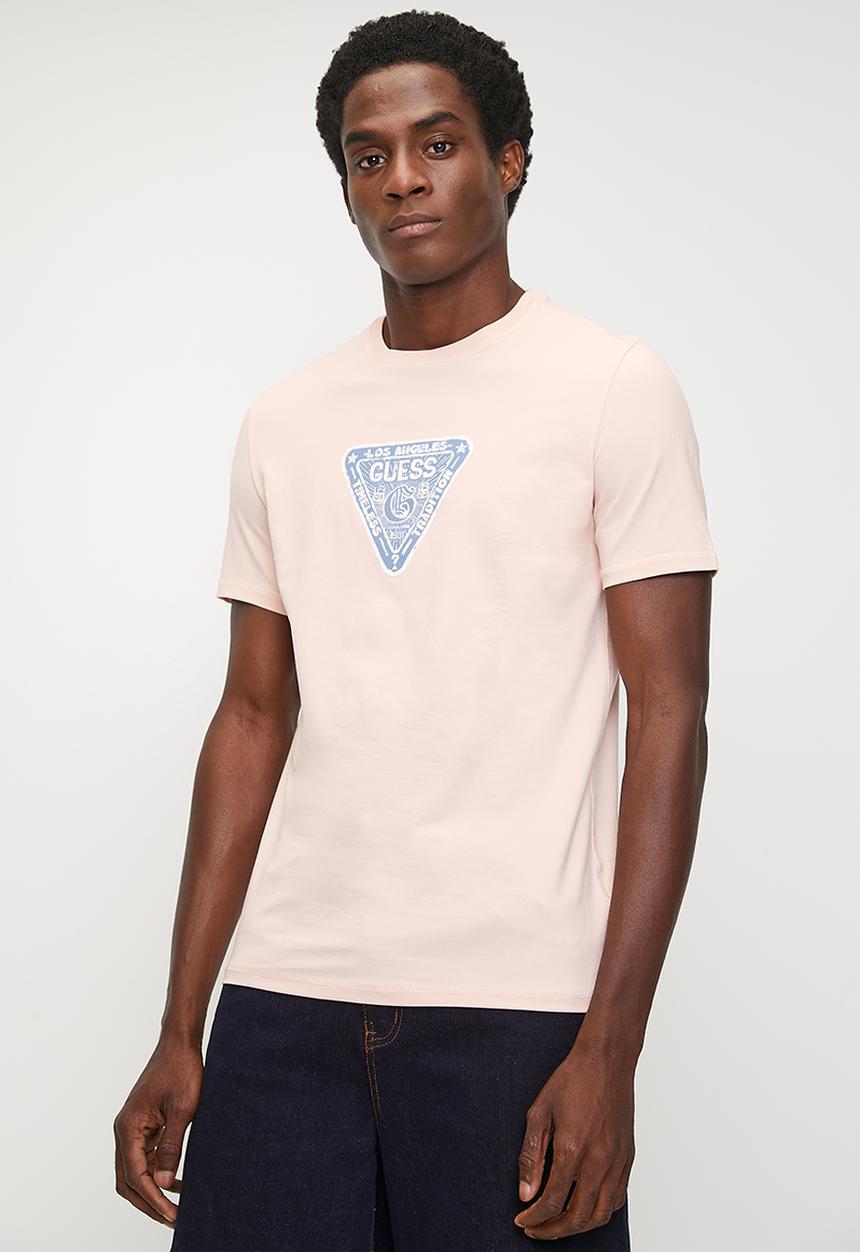 GUESS - Short sleeve cn small triangle logo tee - dolly pink