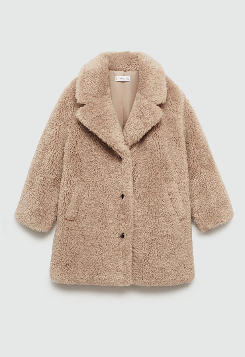 MANGO - Coat teddy - medium brown