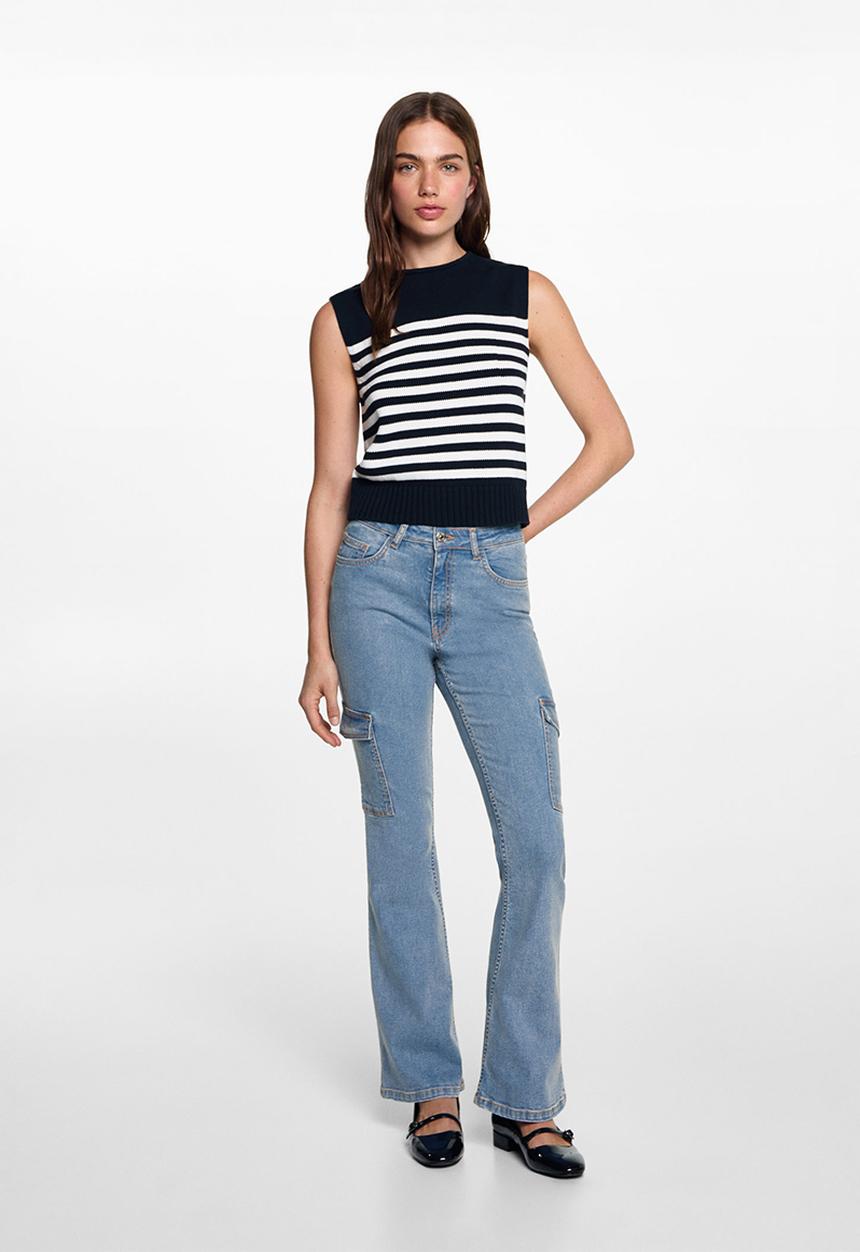 MANGO - Jeans flarecar - open blue