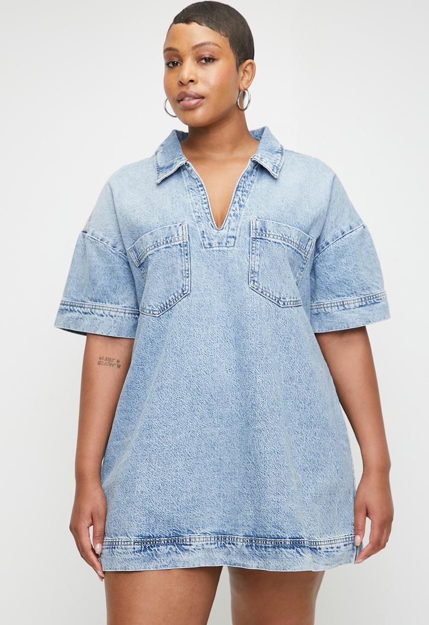 white christmas dresses Rory Vintage Stonewashed Denim Maxi Shirtdress by Frank & Eileen main image 0