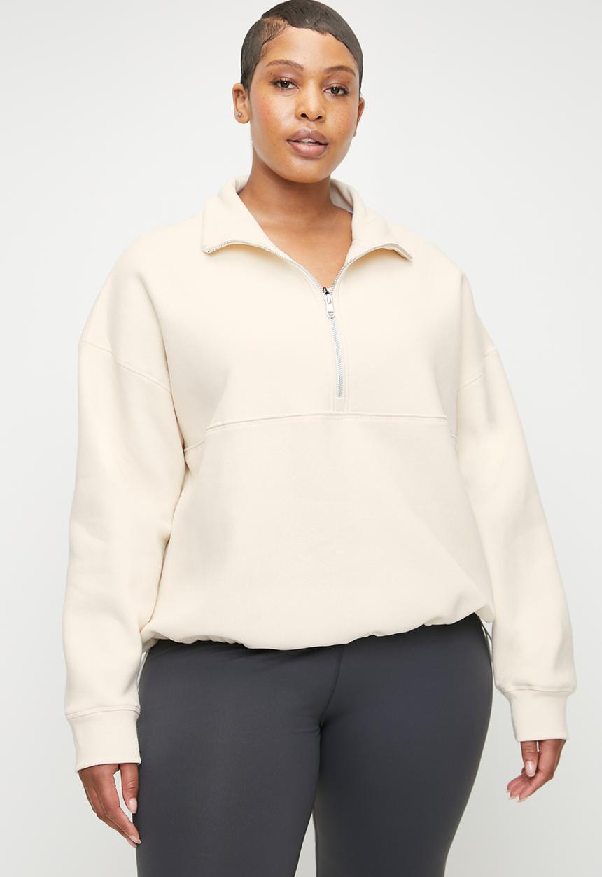 Cotton On - Plus Plush Essential Half Zip Jumper - Coconut Milk