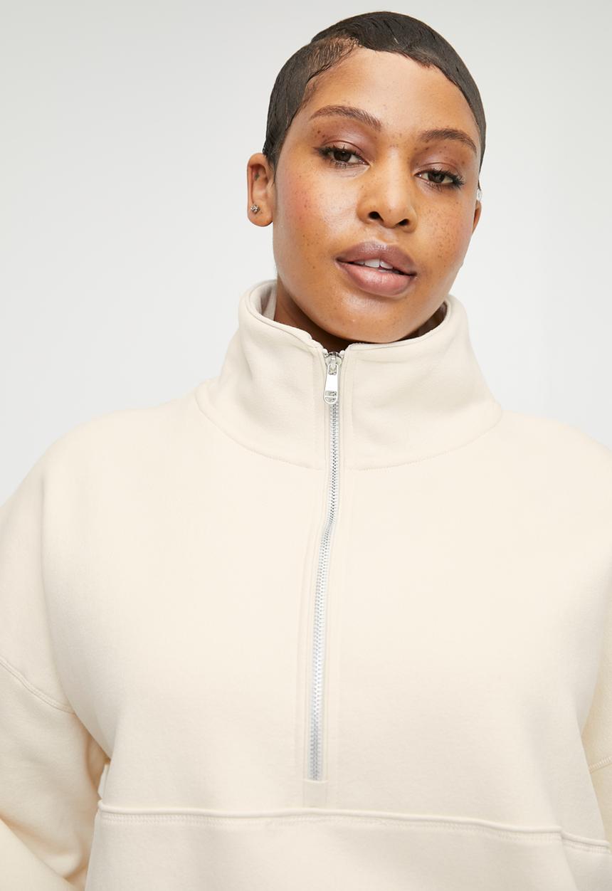 Cotton On - Plus Plush Essential Half Zip Jumper - Coconut Milk