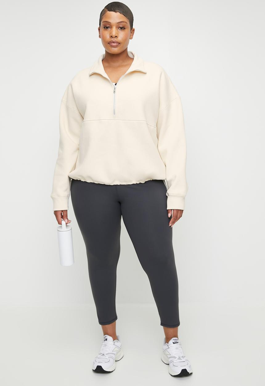 Cotton On - Plus Plush Essential Half Zip Jumper - Coconut Milk