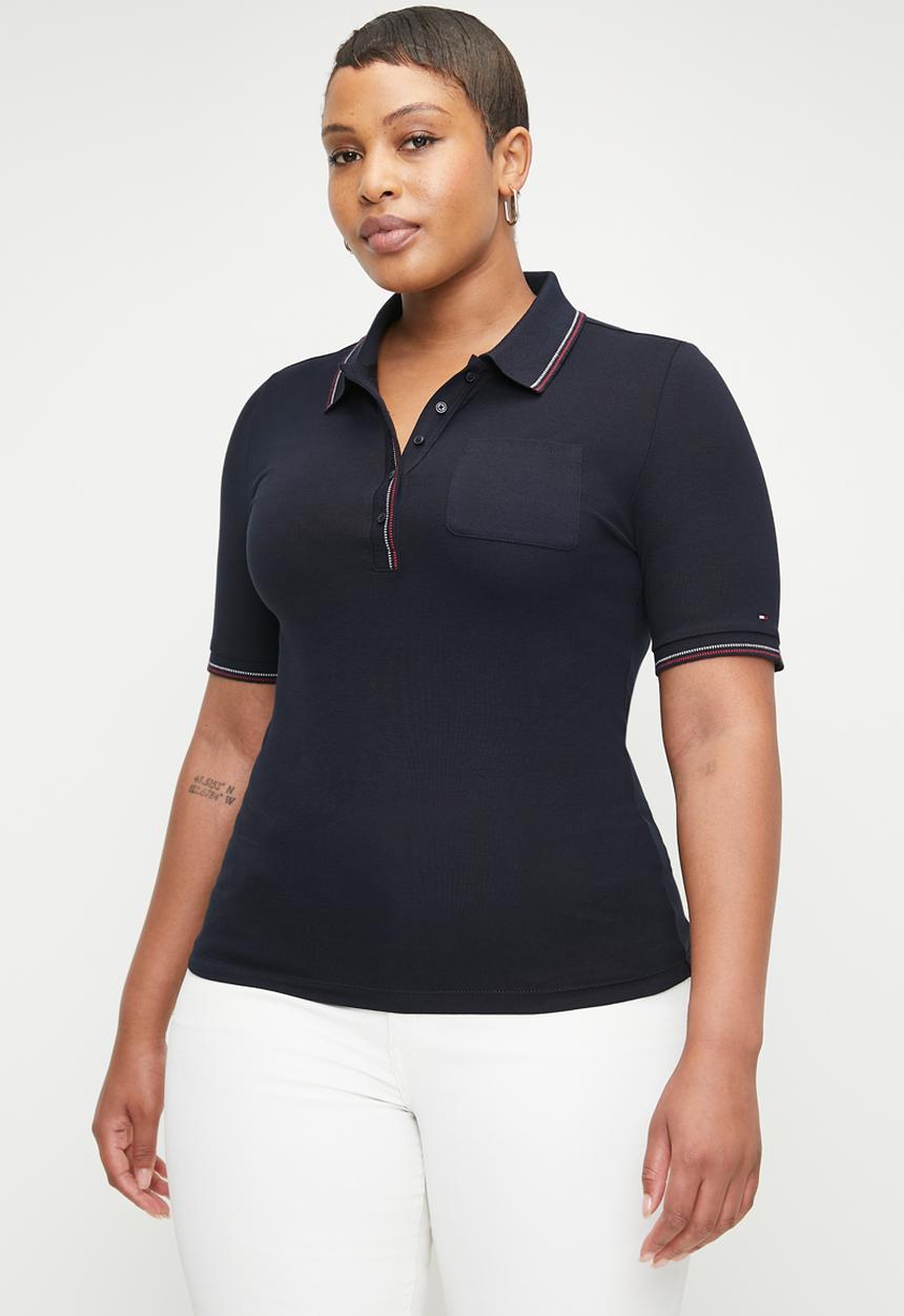 Tommy Hilfiger - Plus slim rwb tipping polo 1/2slv - desert sky