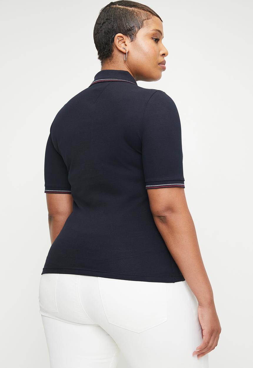 Tommy Hilfiger - Plus slim rwb tipping polo 1/2slv - desert sky