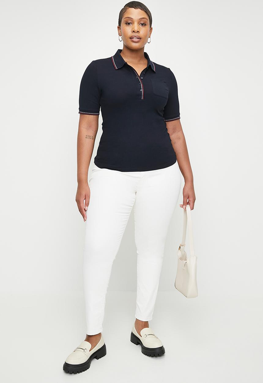 Tommy Hilfiger - Plus slim rwb tipping polo 1/2slv - desert sky