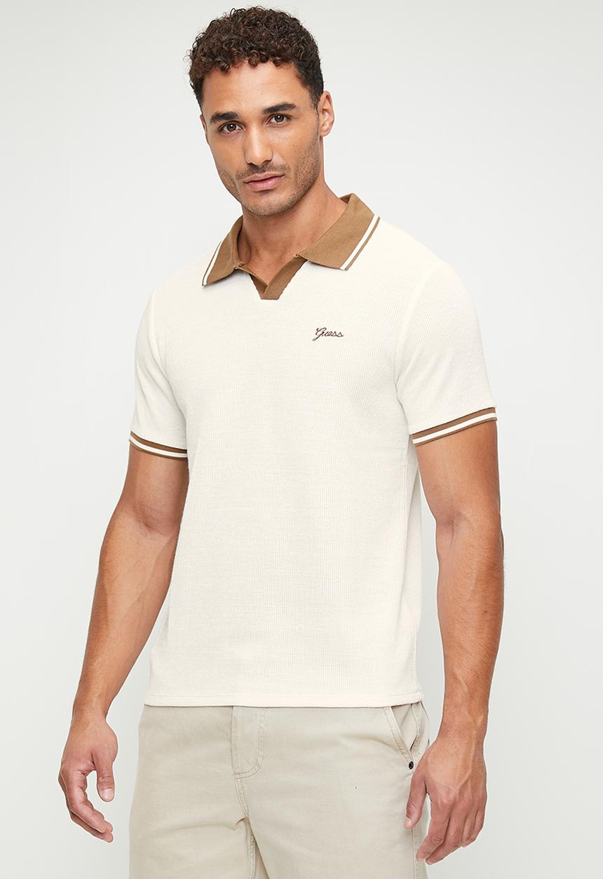 GUESS - Short sleeve weston knit polo - salt white