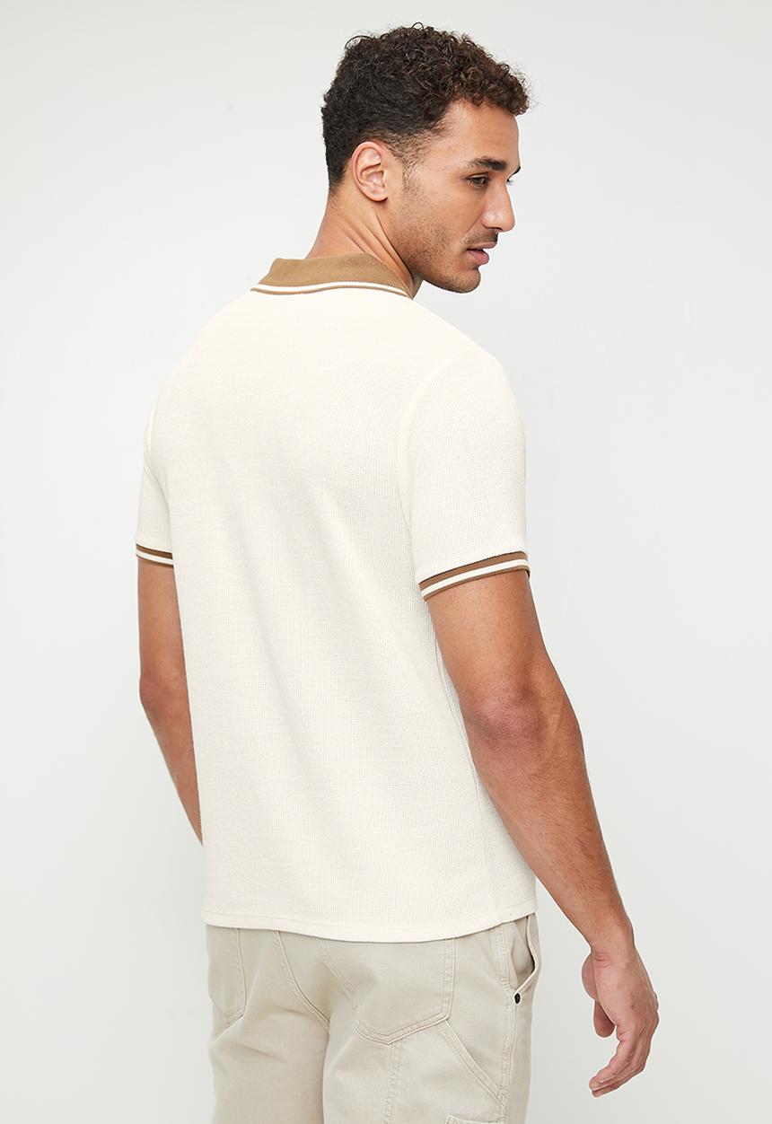 GUESS - Short sleeve weston knit polo - salt white